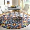 thumbnail image 2 of SAFAVIEH Aspen Magdalena Floral Bordered Wool Area Rug, Navy/Red, 5' x 5' Round, 2 of 5
