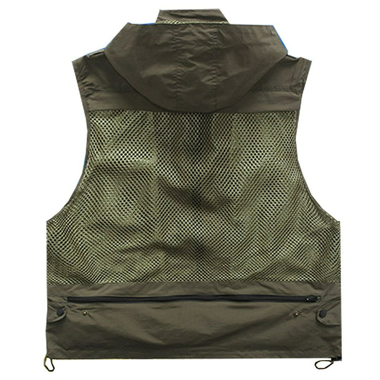 Hiheart Unisex Hooded Mesh Multiple Fishing Vest XL 