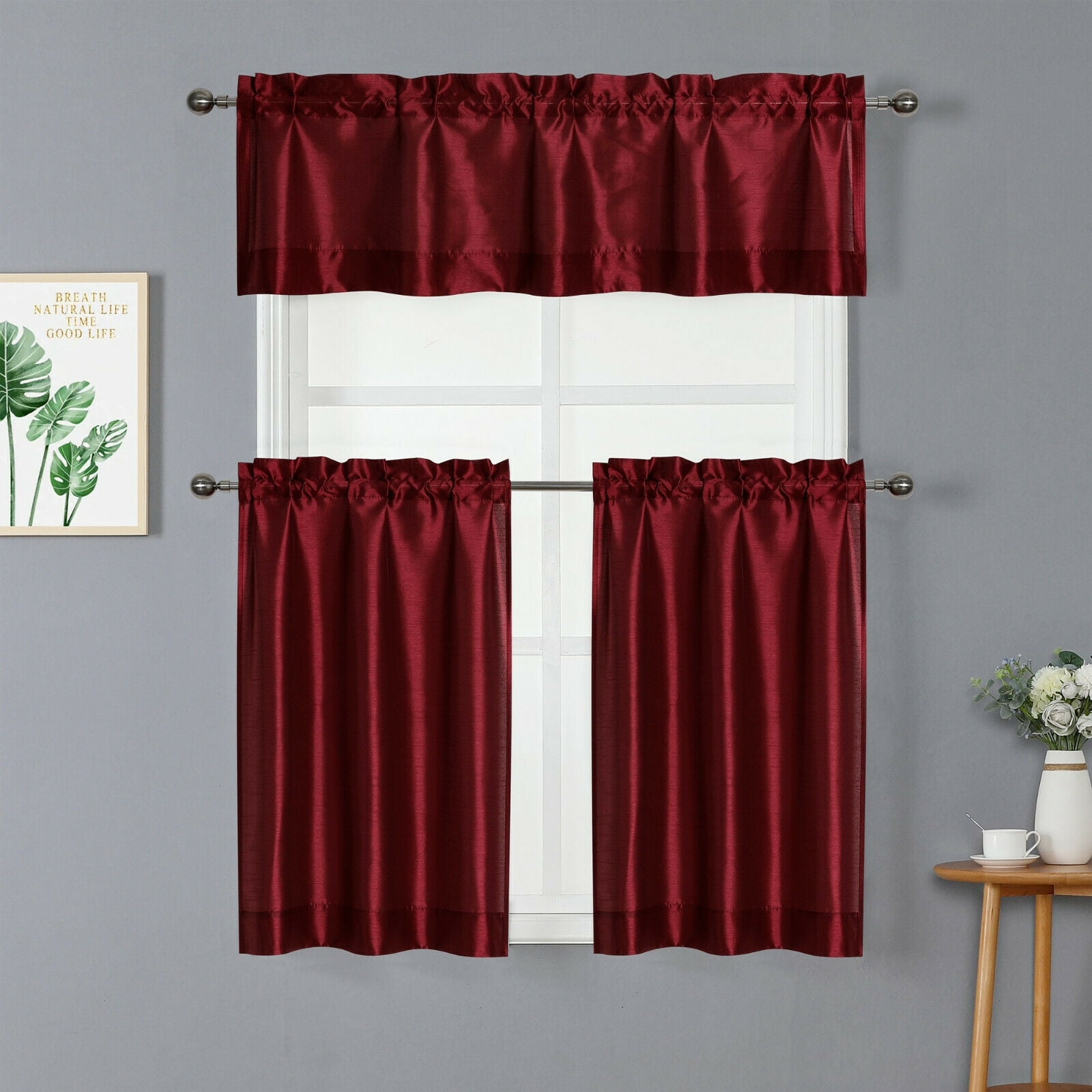 Better Homes & Gardens Farmhouse Country Rustic Farm Window Valance Cream Red 