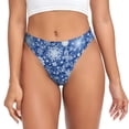 thumbnail image 1 of Balery whiet Snowflake blue background Tangas de Algodón para Mujer con Estampado – Ropa Interior Sexy, Transpirable, G-string-XX-Large, 1 of 6