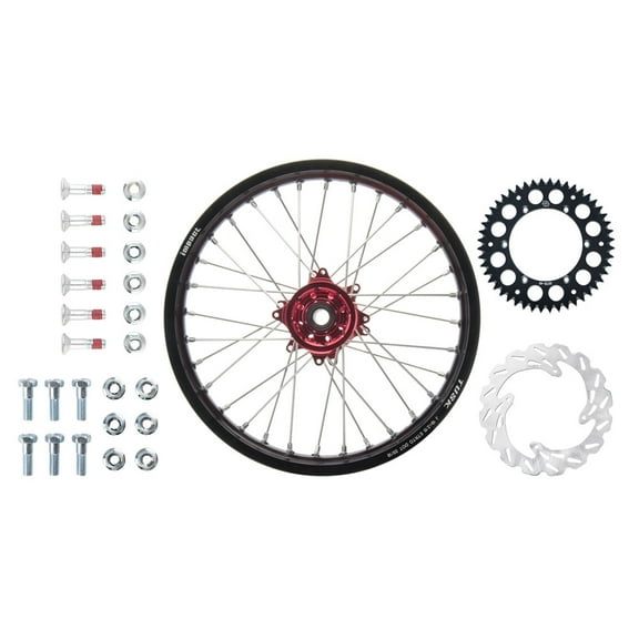 Tusk Impact Complete Rear Wheel Package 18 X 2.15 Black Rim/Silver Spoke/Red Hub