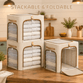 Beige Storage Chest 16.5 x 12.6 x 16.1 in Metal Frame with Clear ...