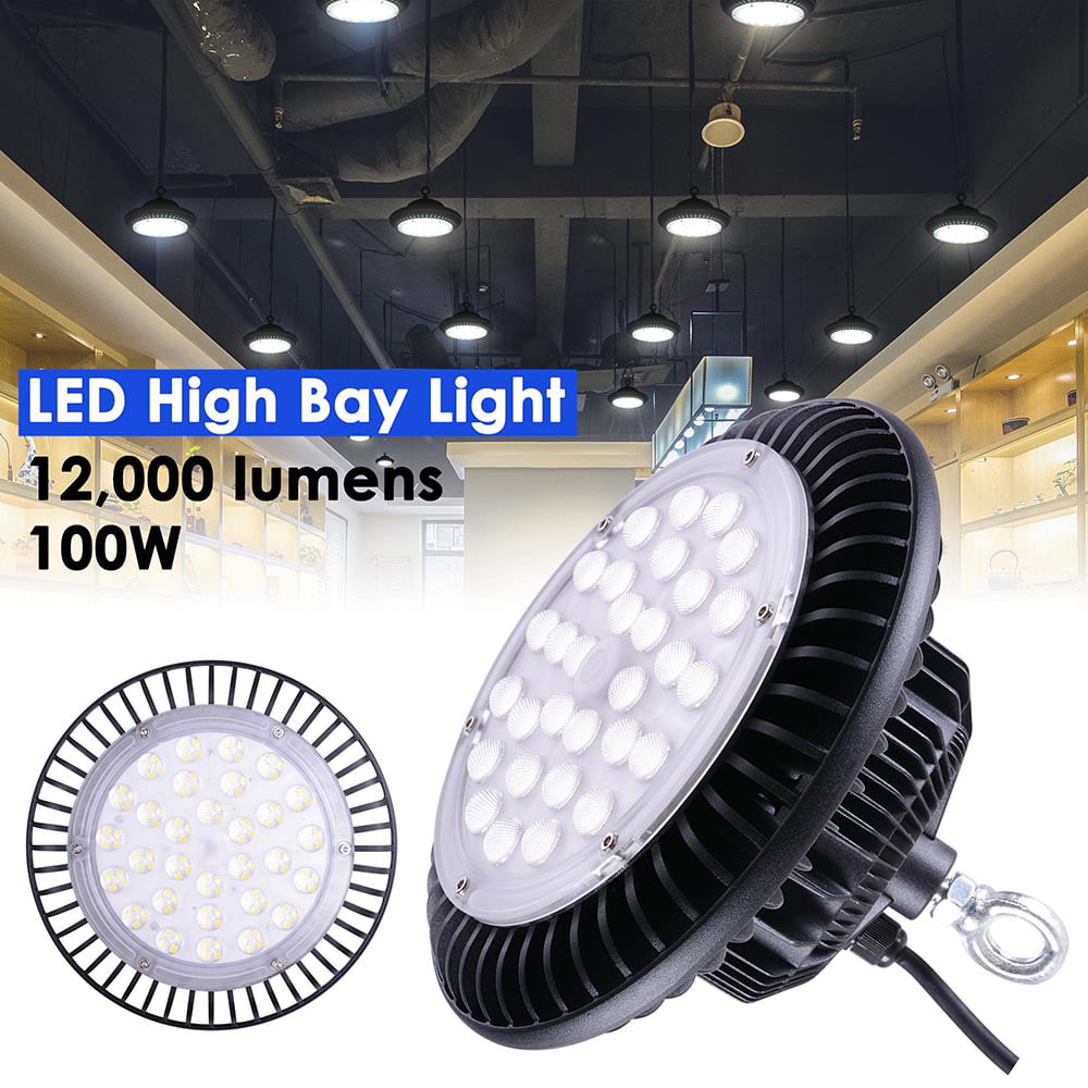 2pcs 100W 110V UFO LED High Bay Light Factory Warehouse Gym Shop Light Lamp 