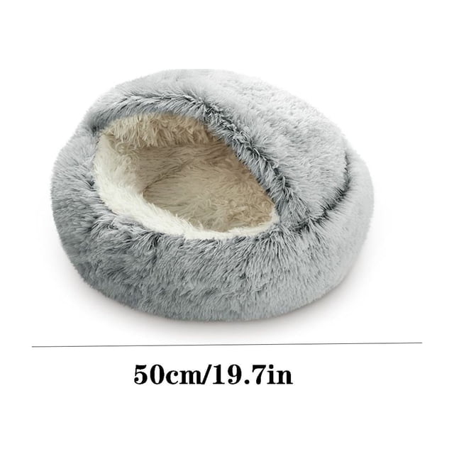 Birdeem Sac de Couchage Rond pour Chien Animal de Compagnie Hiver Chaud Long Peluche Doux Lit pour Animal Lit Apaisant