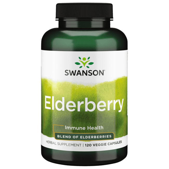 Swanson Sambucus Nigra Black Elderberry 120 Veggie Capsules