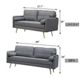 thumbnail image 5 of Hybition Velvet Loveseat Modern Sofa Upholstered Couch with Bolsters & Metal Legs for Living Room,Bedroom,Study,Playroom,Apartment - Lightgrey, 5 of 6