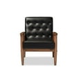 thumbnail image 3 of Baxton Studio Sorrento Mid-century Retro Modern Black Faux Leather Upholstered Wooden Lounge Chair, 3 of 6