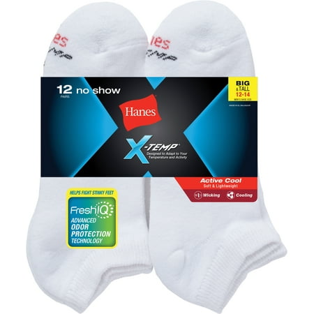 Mens Big & Tall X-Temp No Show Socks, 12 Pack