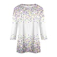 thumbnail image 5 of BDPORKAS Mardi Gras Shirts for Women 3/4 Length Sleeve Womens Tops Party Parade Blouses Glitter Mask Printed Plus Size Mardi Gras Clothes, 5 of 5