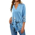 thumbnail image 5 of Women Floral Printed V Neck 3/4 Sleeve Top, 5 of 9