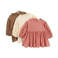 thumbnail image 2 of Esaierr Toddler Kids Girls Dress 1-6T Baby Cotton Long Sleeve Linen Dress Crew Neck Dresses Button Down Dresses Casual Spring Fall Dress, 2 of 9