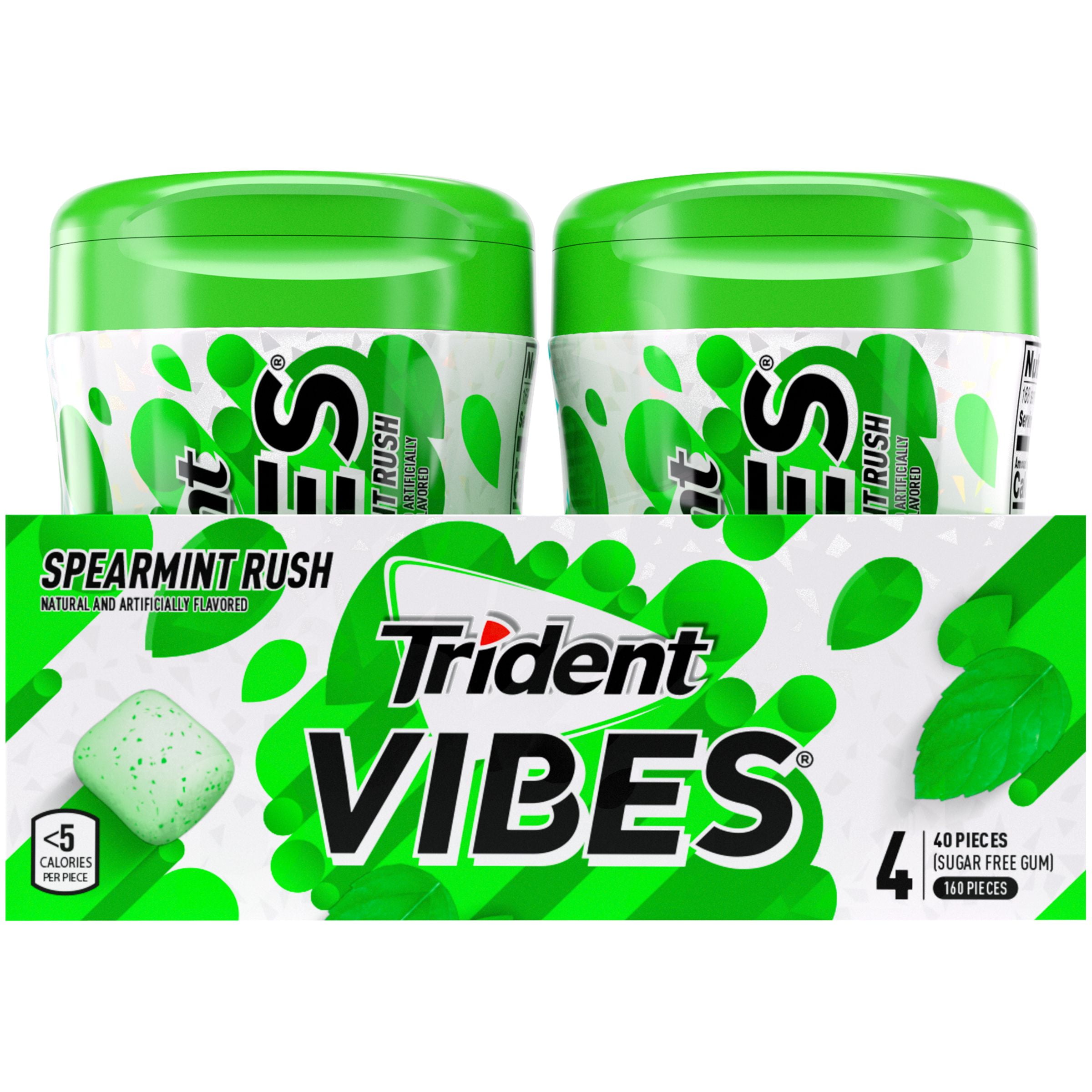 Trident Vibes, Sugar Free Spearmint Rush, 40 Pcs, Pack of 4