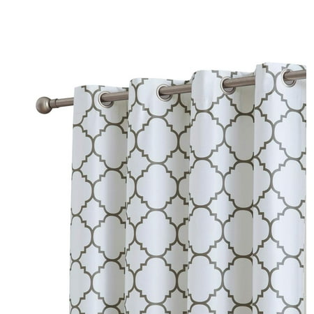HLC.ME Trellis Print Faux Silk 100% Blackout Thermal Energy Efficient Room Darkening Window ...