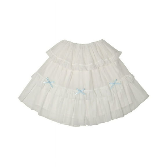 Packitcute Sweet White Ruffle Skirt Casua Cute Lolita Short A-line Skirt for Girls