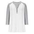 thumbnail image 6 of Craaazy Shirts for Women Button V-neck 3/4 Sleeve Color Block T-Shirts Casual Blouses Gifts, 6 of 9