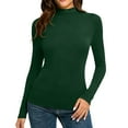 thumbnail image 5 of Lumtrix Women's Turtleneck Long Sleeve Shirts Slim Fitted Lightweight Casual Tops Fashion Underwear Green L, 5 of 5