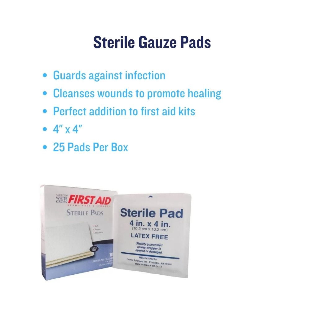 4"X4" Gauze Pads Latex-Free Sterile (10.2cm X 10.2cm) - 25 Pads/Box (10 Boxes) (MS-40425)