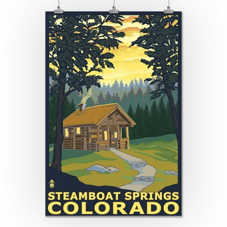 Steamboat Springs Co Cabin In Woods Lantern Press Poster
