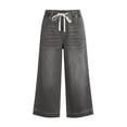thumbnail image 3 of JJHGVB Cropped Jeans for Women Denim Shorts Jean Pants Wide Leg Baggy Jorts Baggy Jeans Vintage Streetwear Grunge Shorts Bermuda Shorts for Women Denim Capris Pants Bermuda Cargo Shorts Dark Gray M, 3 of 6