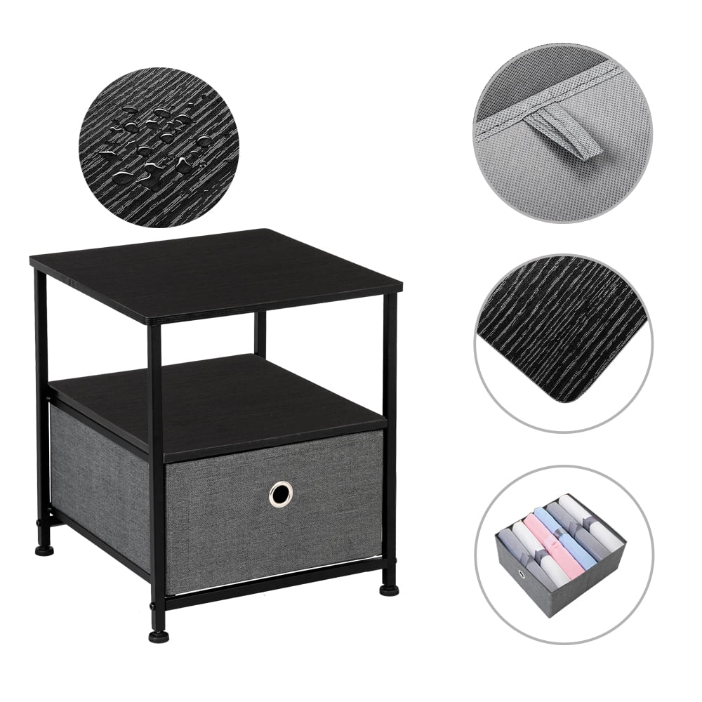 Kepooman Drawer Dresser, Night Stand with Drawer, Gray End Table Storage Cabinet, Easy Pull Fabric Bins, Wooden Side Table for Bedroom, Living Room, Dining Room Furniture Kepooman Drawer Dresser, Night Stand with Drawer, Gray End Table Storage Cabinet, Easy Pull Fabric Bins, Wooden Side Table for Bedroom, Living Room, Dining Room Furniture