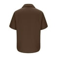 thumbnail image 4 of BiZtdJrK Mens Summer Textured T-Shirts Button Down Short Sleeve Collared Beach Vacation Tops Casual Hawaiian Shirts with Pocket Brown S s, 4 of 7