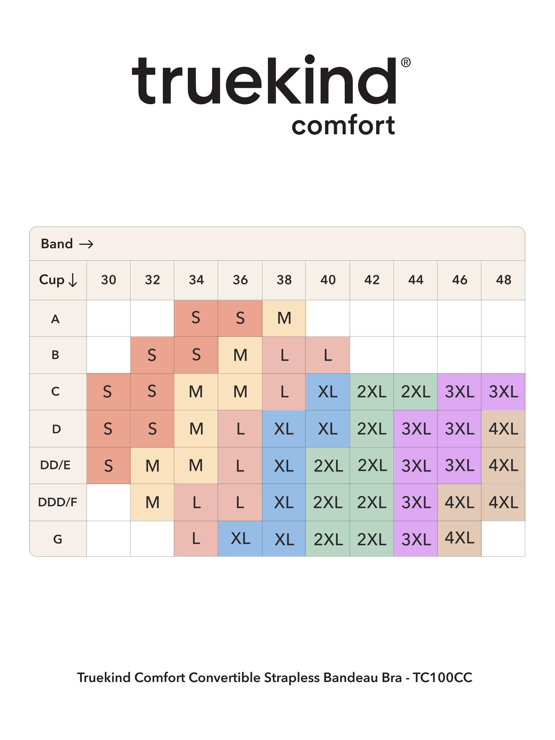 Truekind Comfort Convertible Strapless Bandeau Bra – Women’s Seamless Wire-Free, Removable Straps, Sizes S to 4XL