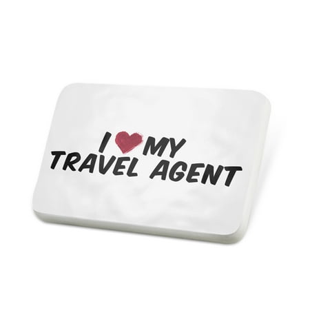 Porcelein Pin I heart love my Travel Agent Lapel Badge – NEONBLOND