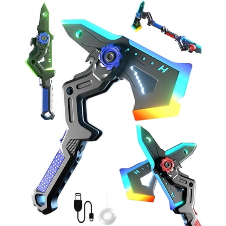 Dual Form Catapult Sword Axe Toy Led Light Up Flash Sword with Glowing Effect Durable Plastic Handheld Light Toy for Indoor Play Battery Powered Flashing Blade Ornament