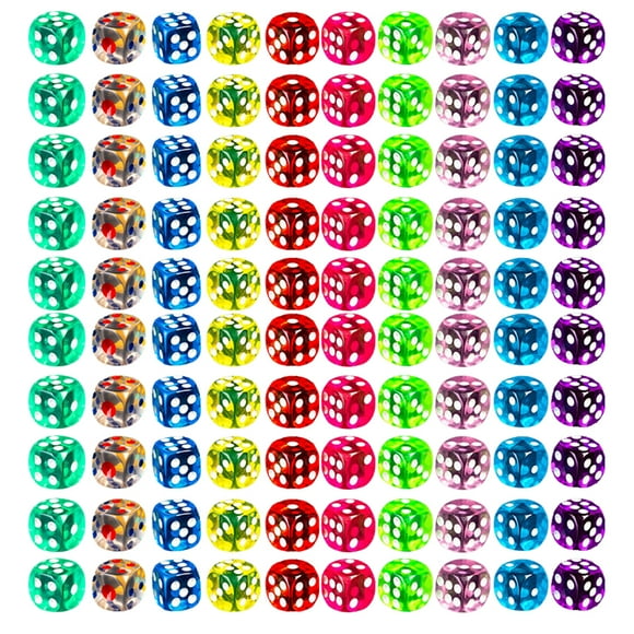 100PCS 0.55in Game Dice Set 6 Sided Novelty Acrylic Dice Round Corner Dice