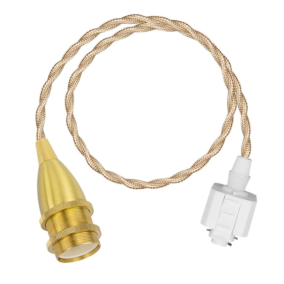 KAYYELAMP Brass E12 Base H-Type 11.8 inches Light Gold Twisted Cord Track Light Vintage Design for Kitchen Dining Room Loft Home(No Bulb, Track)