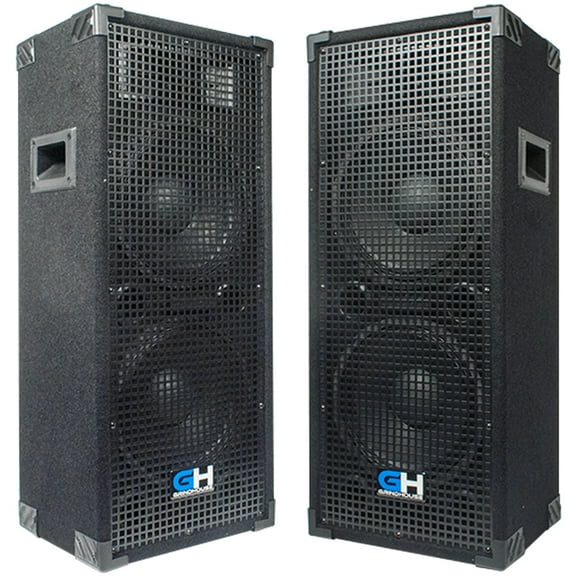GH210L - Pair of Passive Dual 10 Inch 2-Way PA/DJ Loudspeaker Cabinets - 1050 Watt Full Range PA/DJ Band Live Sound Speakers