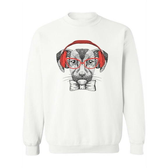 Hipster Dog With Headphones . Sweatshirt Women -Image by Shutterstock, Female XX-Large