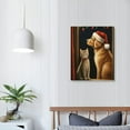 thumbnail image 3 of Awypu Christmas Wall Art Canvas Artwork Print Two Dogs And Cat In Santa Hat Sitting At The WindoPoster Abstract Art Paintings Home Decorations Modern Art Poster For Living Room,Without Frame, 3 of 4