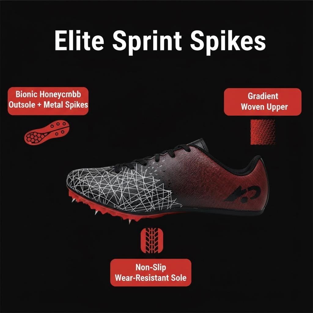 Track Spike Sprint Running Shoes, Lightweight Track and Field Shoes for Men and Women