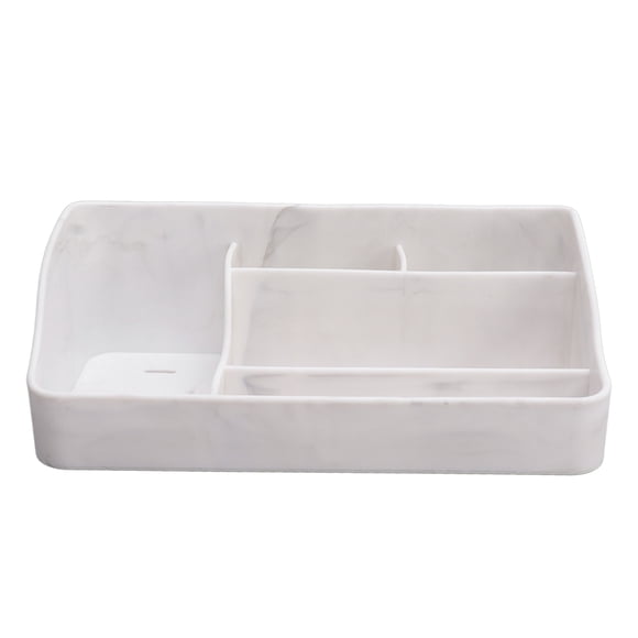 Boîte de rangement de maquillage à 5 compartiments en silicone pour cosmétiques, soins de la peau, pinceaux à lèvres, lotions, fard à paupières, vernis à ongles, bijoux, couleur marbre