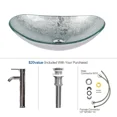 thumbnail image 6 of ELECWISH Bathroom Sink and Faucet Combo Artistic Tempered Glass Vessel Sink Basin Washing Bowl Set, Cabinet Countertop Sink with Chrome Faucet Pop-up Drain (Oval), 6 of 8