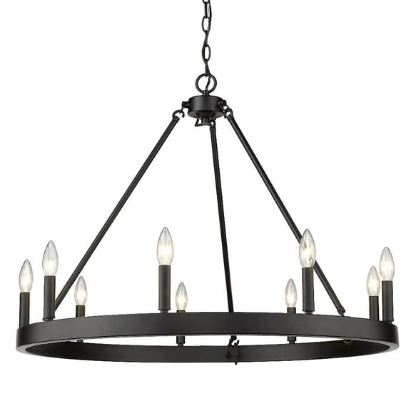 Golden Lighting Alastair Metal 9-Light Chandelier in Matte Black