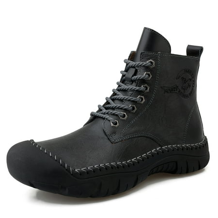 

Yoslce Mens Shoes High-Top Boys Boots Casual Fashion British Style Retro Desert Tooling Boots Dress Shoes Black 46