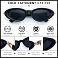 thumbnail image 5 of SA106 Womens Bold Cat Eye Sunglasses with Gold Tone Spike Stud Chain Hinge Detail All Black, 5 of 6