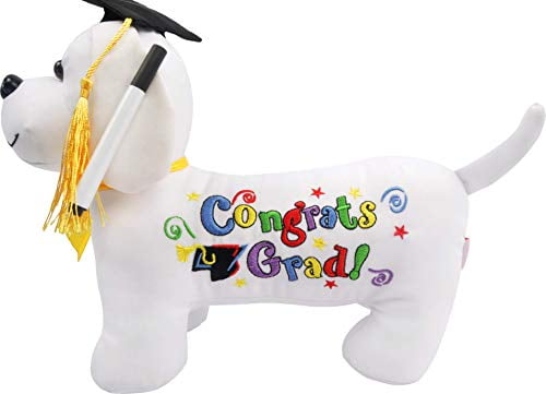 Congrats Grad 10.5'' Plush Teddy BLUE Graduation Autograph Stuffed Dog 