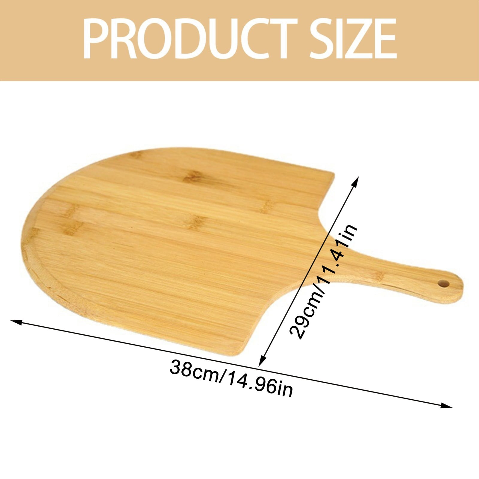 XKHBDL Pizza Peel, Bamboo Pizza Paddle Spatula - Wooden Serving Board, Oven Accessory for Baking Homemade, Wood Cutting Board for Cheese Bread Fruit Vegetables