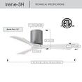 thumbnail image 6 of Matthews Fan Company IR3H-BN-MWH-60 Irene 60" Brushed Nickel Hugger Ceiling Fan with 3 Matte White Blades, Remote and Wall Control, Indoor/Outdoor Damp Rated, 6 of 6