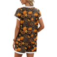 thumbnail image 4 of DORKASM Matching Halloween Pjs Sets for Woman Short Sleeve Sleepwear Pjs Shorts Set Orange L, 4 of 4