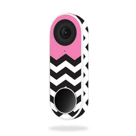 MightySkins NEHEL-Pink Chevron Skin for Nest Hello Video Doorbell - Pink Chevron