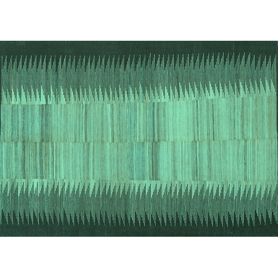 Ahgly Company Machine Washable Indoor Rectangle Abstract Turquoise Blue Contemporary Area Rugs, 5' x 8'