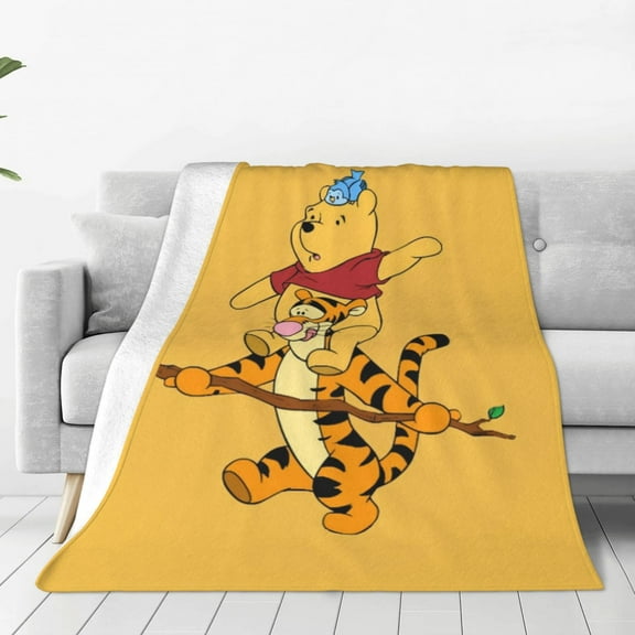 Winnie The Pooh Blanket Cute Character All Season Warm Fuzzy Plush Throw Blankets Soft Flannel Blankets for Couch Chair Bed Travel Home Decor 40"X30"