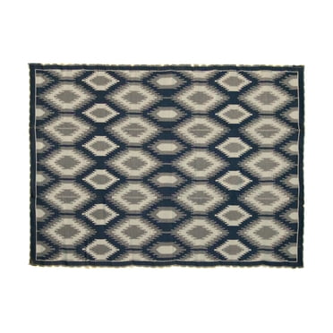 Auto Drive 9'x 12' Reversible Grey/Blue Lighted Ikat RV Patio Mat, Perfect for RV Patios and Garden Patios, Polypropylene