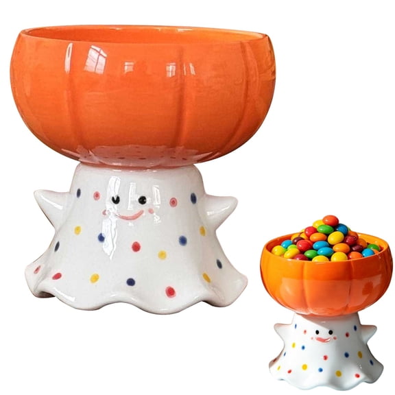 CSSJKYJ Halloween Candy Bowl Ghost Shaped Ceramic Candy Dish Ghost Serving Tray Cute Halloween Tabletop Decoration Cookie Jar for Party Supply