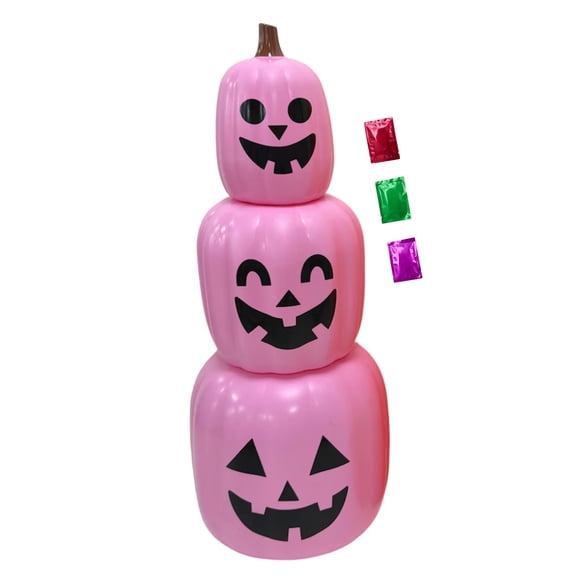Pink Stackable Jack-O-Lantern Halloween Pumpkin Decorations 24-inch 1Ct, Porch Home Party Decor with Noelle's Delight