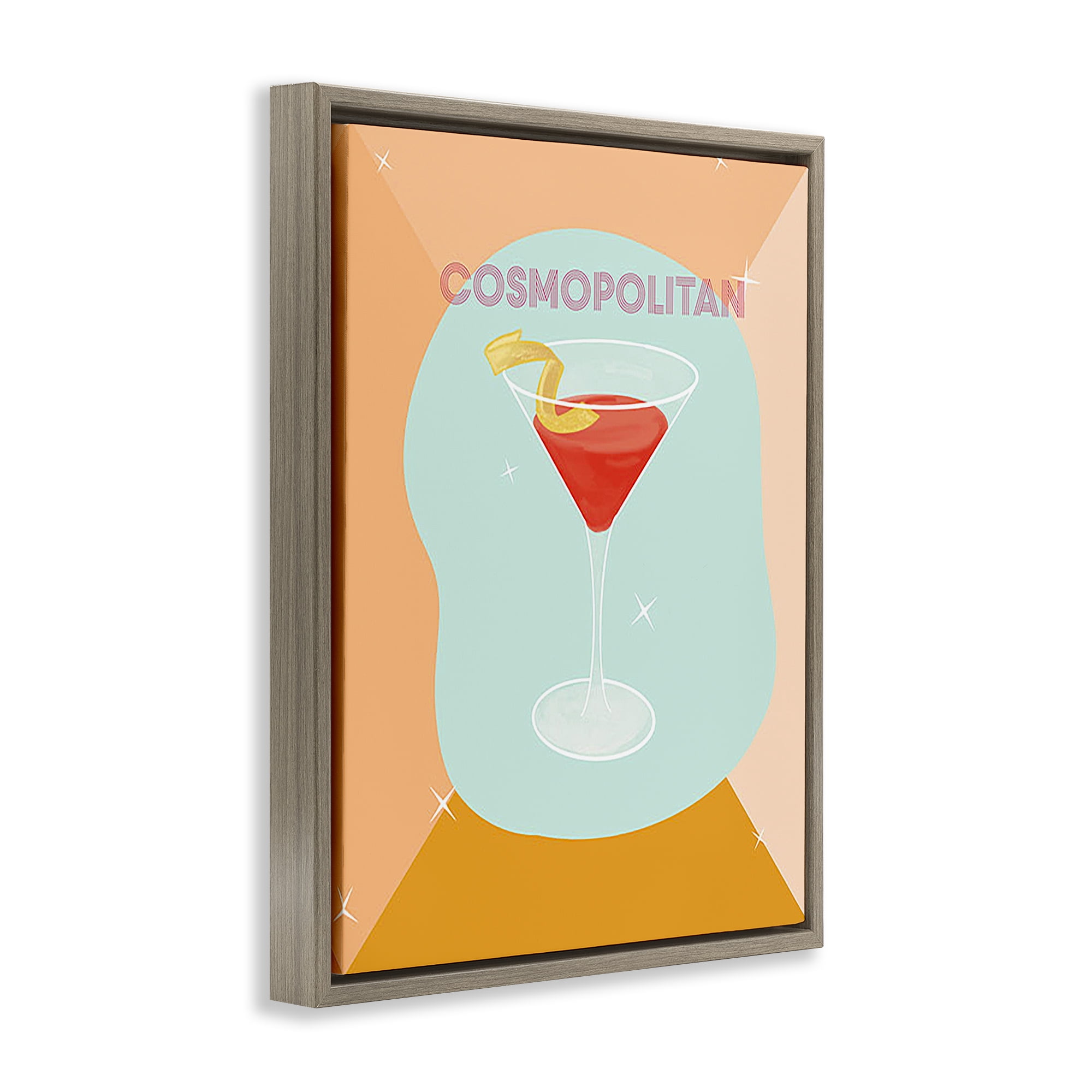 Stupell Industries Modern Cosmopolitan Drink Food & Beverage Painting Brown Floater Framed Canvas Art Print Wall Art, 25 x 31